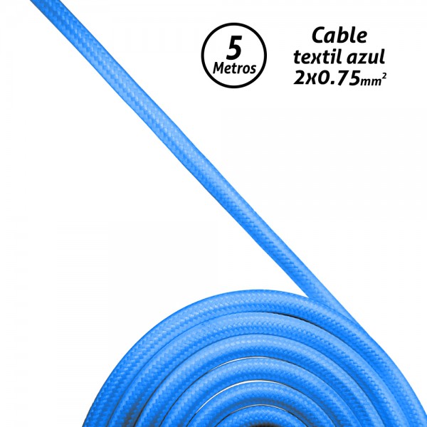 Cable textil 2x0,75 azul (Rollo 5 mts.)