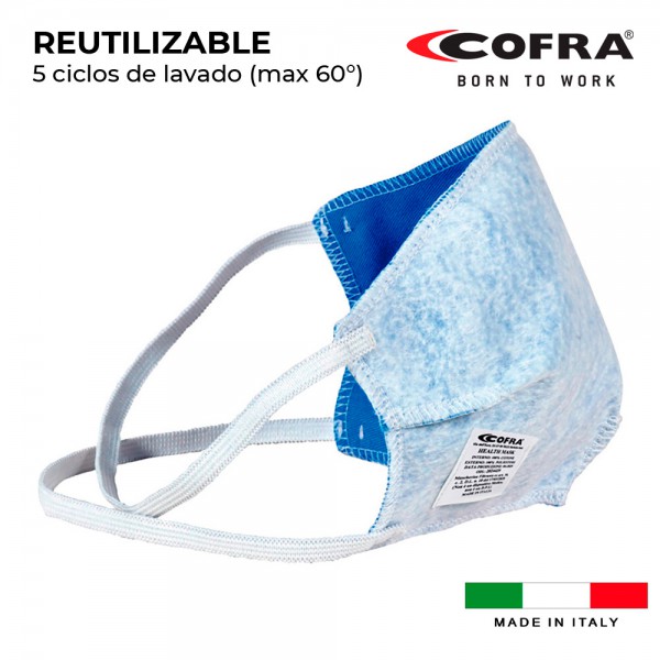"ult.unidades" s.of. mascarilla semifacial reutilizable 100% poliester cofra healt mask