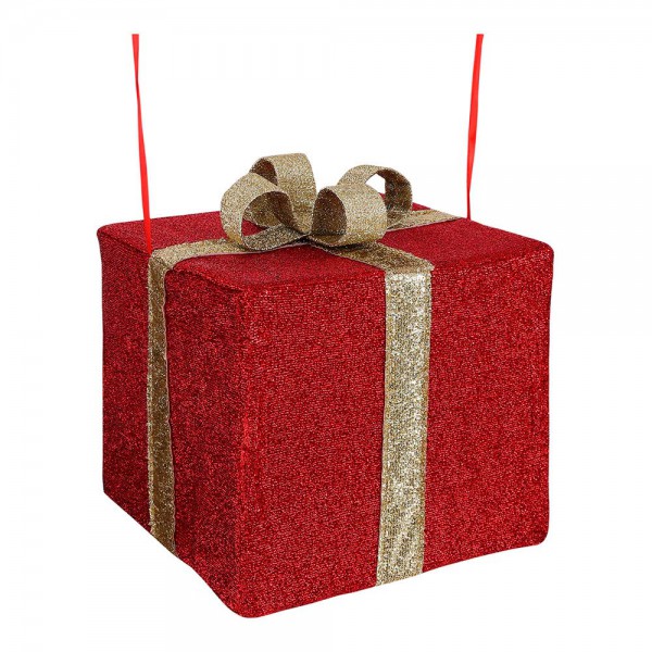 Caja roja de regalo para decoración 40x40x35cm 